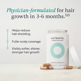 Nutrafol Women's Balance Hair Growth Supplements, for Women 45 Years and Older, Clinically Proven for Visibly Thicker Hair and Scalp Coverage, Dermatologist Recommended - 3 Month Supply, Pack of 3