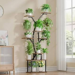 Plant Stand Indoor with Grow Lights, 8 Tiered Corner Plant Shelf Indoor, 49.3" Tall Plant Stand for Indoor Plants Multiple, Metal Plant Shelves, Indoor Plant Stands for Home, Patio, Balcony